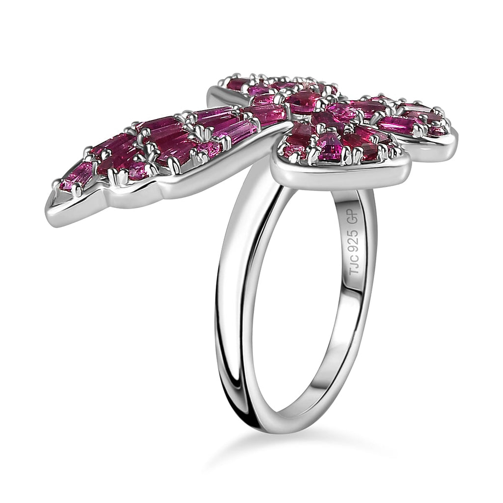 GP Italian Garden Collection - Rhodolite Garnet Ring in Rhodium Overlay Sterling Silver 2.73 Ct