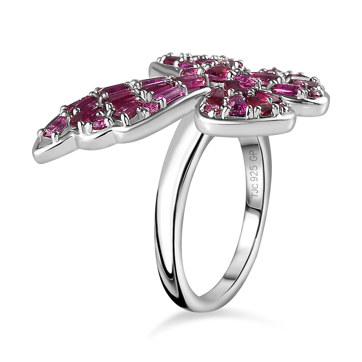 GP Italian Garden Collection - Rhodolite Garnet Ring in Rhodium Overlay Sterling Silver 2.73 Ct 7808013 3