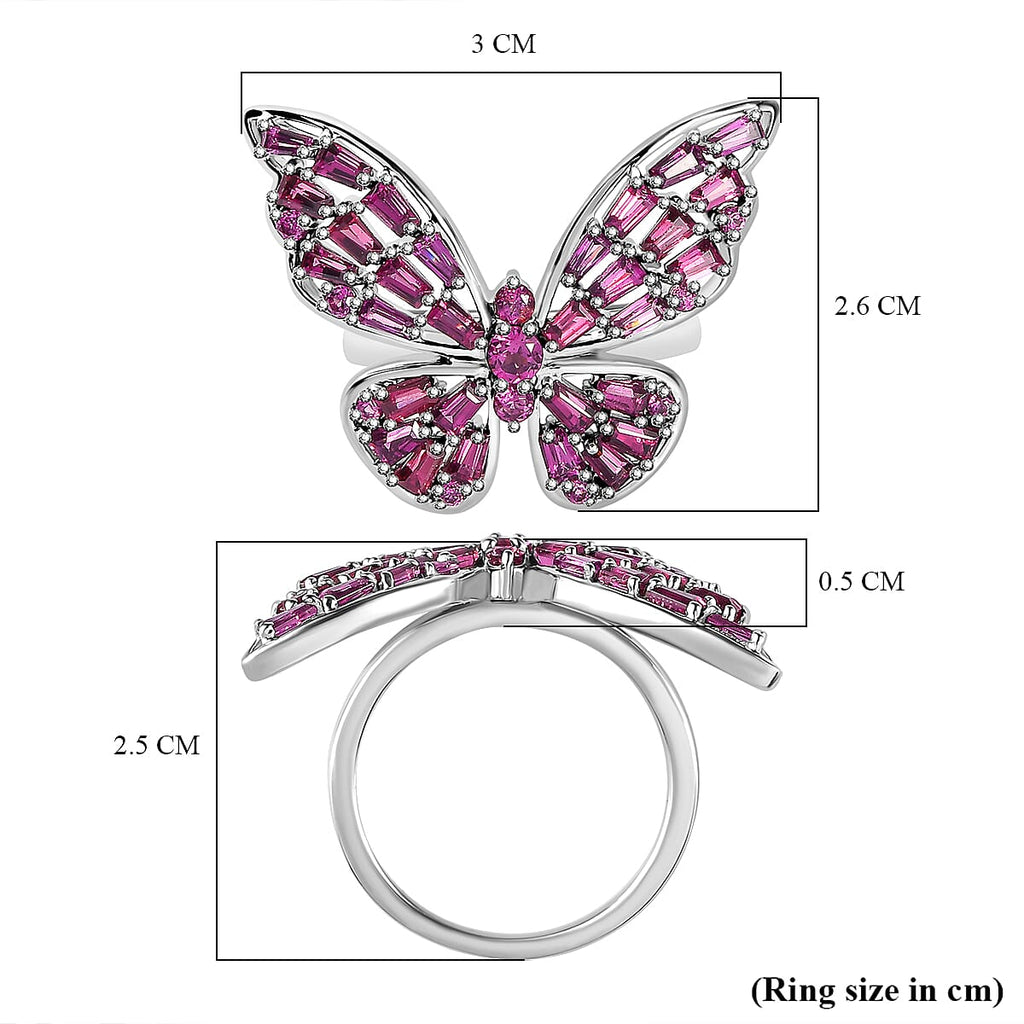GP Italian Garden Collection - Rhodolite Garnet Ring in Rhodium Overlay Sterling Silver 2.73 Ct