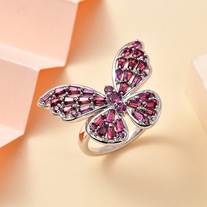 GP Italian Garden Collection - Rhodolite Garnet Ring in Rhodium Overlay Sterling Silver 2.73 Ct 7808014 2