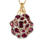 GP Italian Garden Collection - Rhodolite Garnet Cluster Pendant with Chain (Size 20) in 18K Gold Vermeil Plated Sterling Silver 8.07 Ct