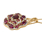 GP Italian Garden Collection - Rhodolite Garnet Cluster Pendant with Chain (Size 20) in 18K Gold Vermeil Plated Sterling Silver 8.07 Ct