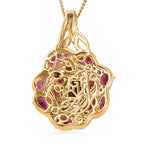 GP Italian Garden Collection - Rhodolite Garnet Cluster Pendant with Chain (Size 20) in 18K Gold Vermeil Plated Sterling Silver 8.07 Ct