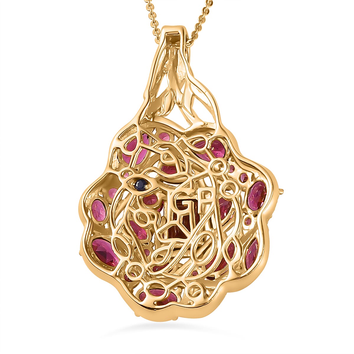 GP Italian Garden Collection - Rhodolite Garnet Cluster Pendant with Chain (Size 20) in 18K Gold Vermeil Plated Sterling Silver 4270628 5