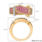 GP Royal Art Deco Collection - Rhodolite Garnet, Blue Sapphire & White Zircon Cluster Ring in 18K Vermeil Yellow Gold Plated Sterling Silver 1.41 Ct.