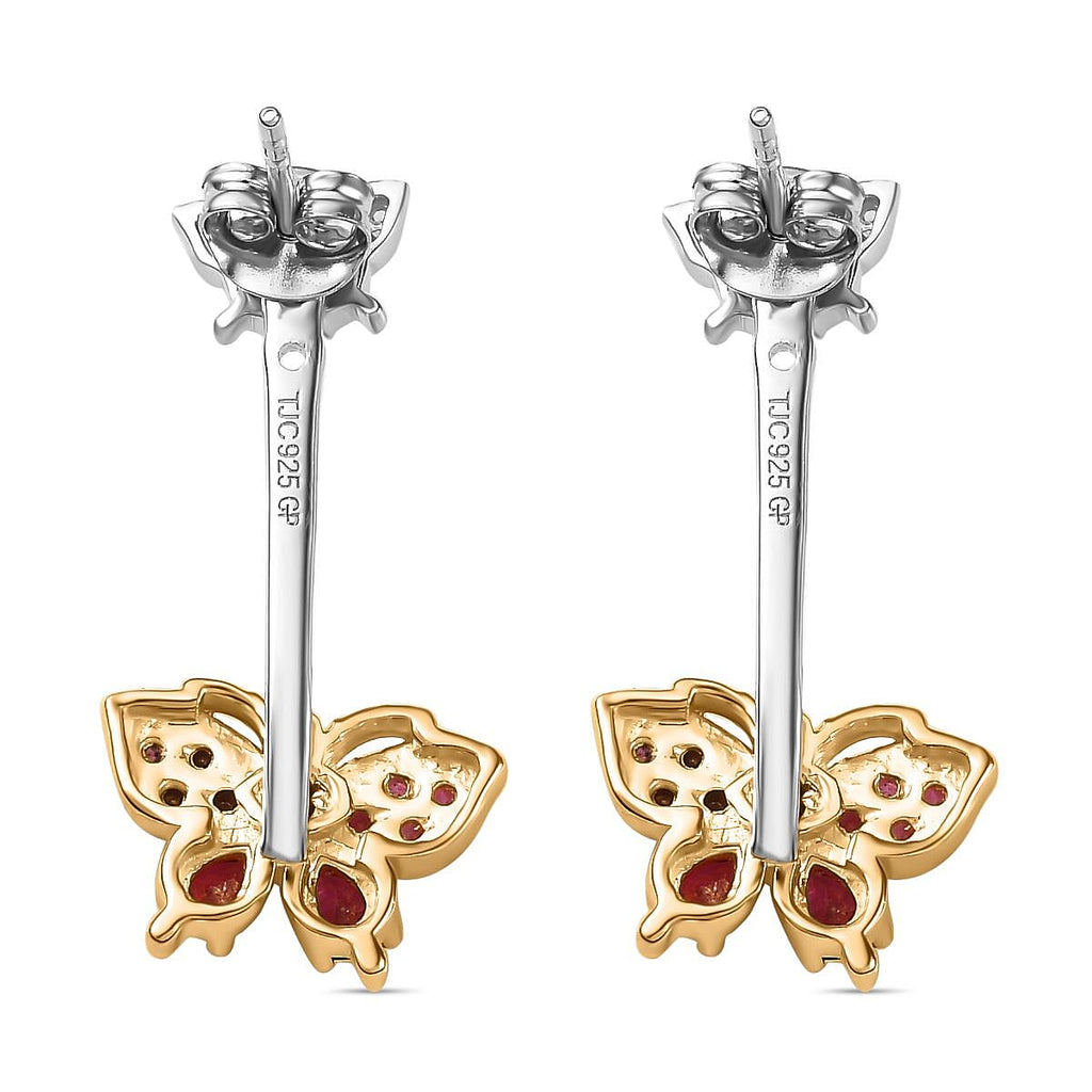 GP Italian Garden Collection - Rhodolite Garnet & Natural Zircon Dangle Earrings in Platinum & 18K Vermeil YG Plated Sterling Silver 1.73 Ct, Silver Wt. 6.00 Gms