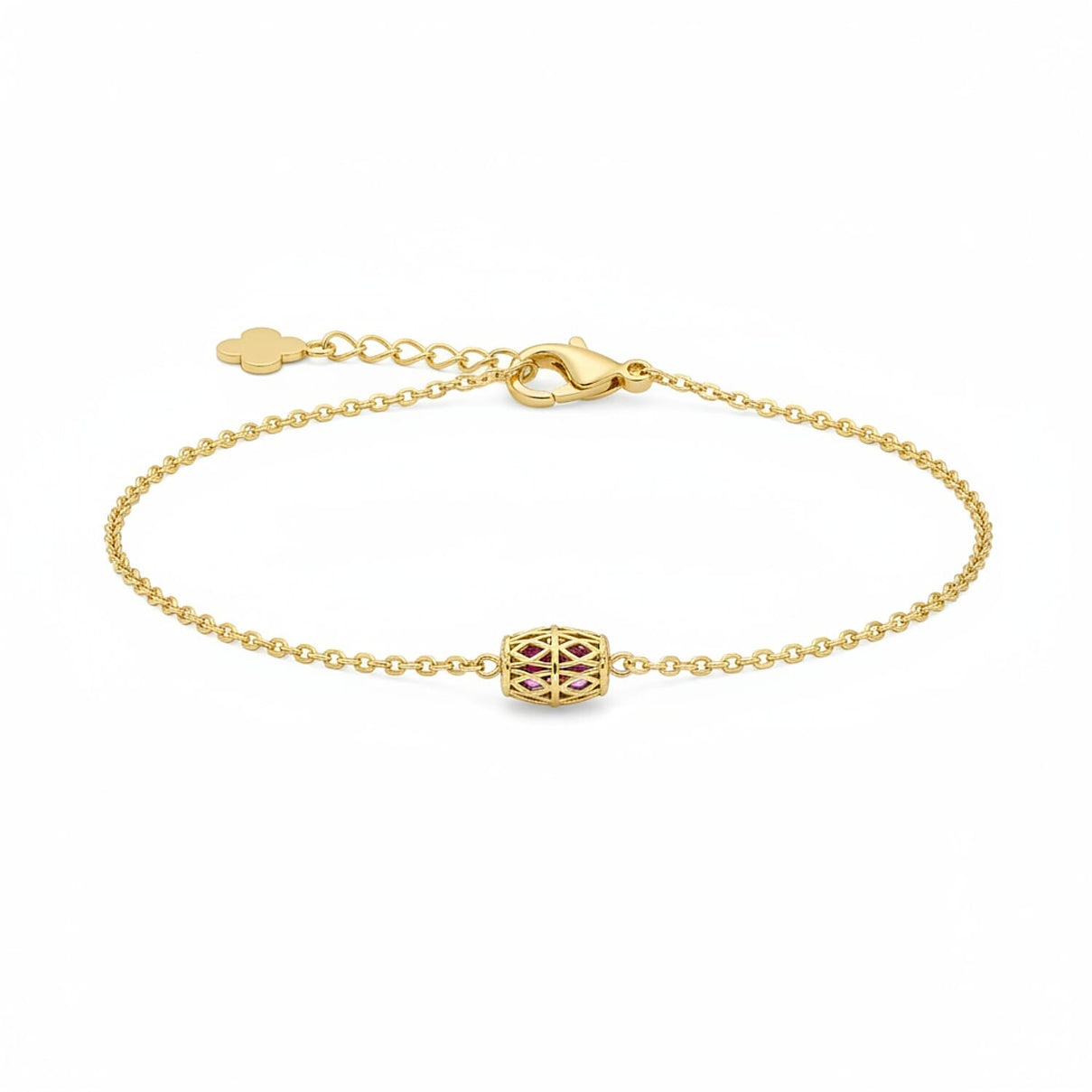 Rhodolite Garnet Bracelet (Size - 6 - 1.5 Ext) with Lobster Clasp in Yellow Gold Plated Sterling Silver 1.85 Ct. 8181482 0