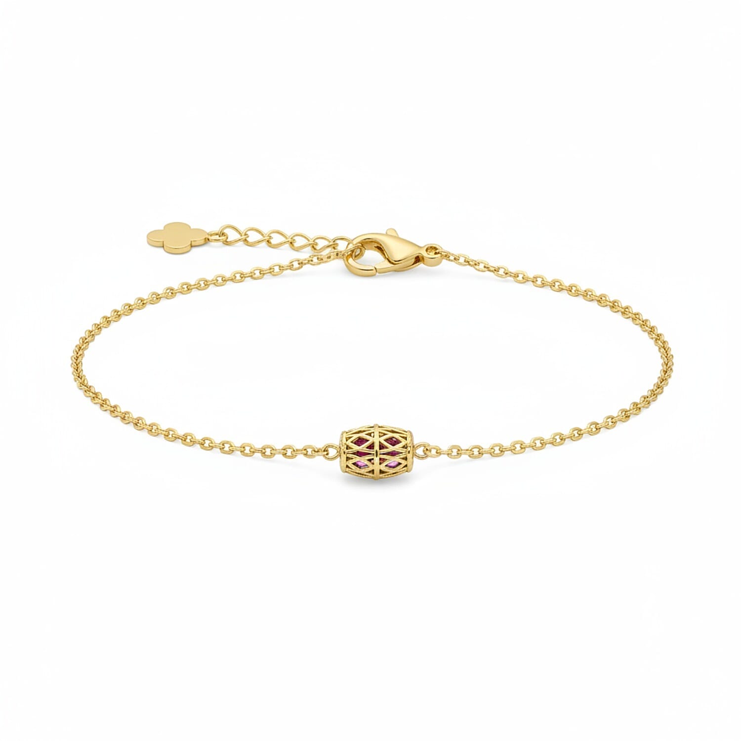 Rhodolite Garnet Bracelet (Size - 6 - 1.5 Ext) with Lobster Clasp in Yellow Gold Plated Sterling Silver 1.85 Ct. 8181482 0