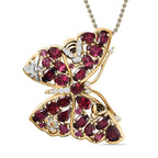GP Italian Garden Collection - Rhodolite Garnet & Multi Gemstone Butterfly Pendant with Chain (Size 20) in Platinum Overlay & 18K Vermeil YG Plated Sterling Silver 5.60 Ct, Silver Wt. 6.20 Gms