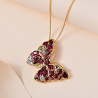 GP Italian Garden Collection - Rhodolite Garnet & Multi Gemstone Butterfly Pendant with Chain (Size 20) in Platinum Overlay & 18K Vermeil YG Plated Sterling Silver 5.60 Ct, Silver Wt. 6.20 Gms