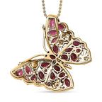 GP Italian Garden Collection - Rhodolite Garnet & Multi Gemstone Butterfly Pendant with Chain (Size 20) in Platinum Overlay & 18K Vermeil YG Plated Sterling Silver 5.60 Ct, Silver Wt. 6.20 Gms