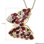 GP Italian Garden Collection - Rhodolite Garnet & Multi Gemstone Butterfly Pendant with Chain (Size 20) in Platinum Overlay & 18K Vermeil YG Plated Sterling Silver 5.60 Ct, Silver Wt. 6.20 Gms