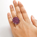 Orissa Natural Rhodolite Garnet Cluster Ring in Rhodium Overlay Sterling Silver 9.32 Ct, Silver Wt. 6.70 Gms.