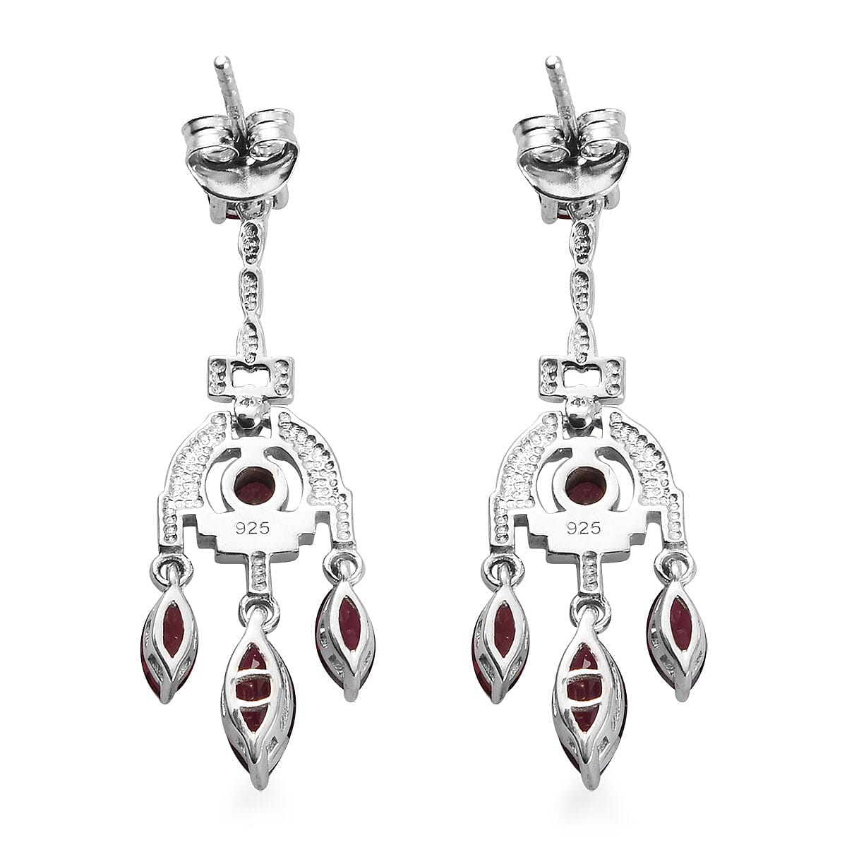 Rhodolite Garnet Dangle Earrings  in Platinum PlatedSterling Silver 3.75 Ct. 3715861 4