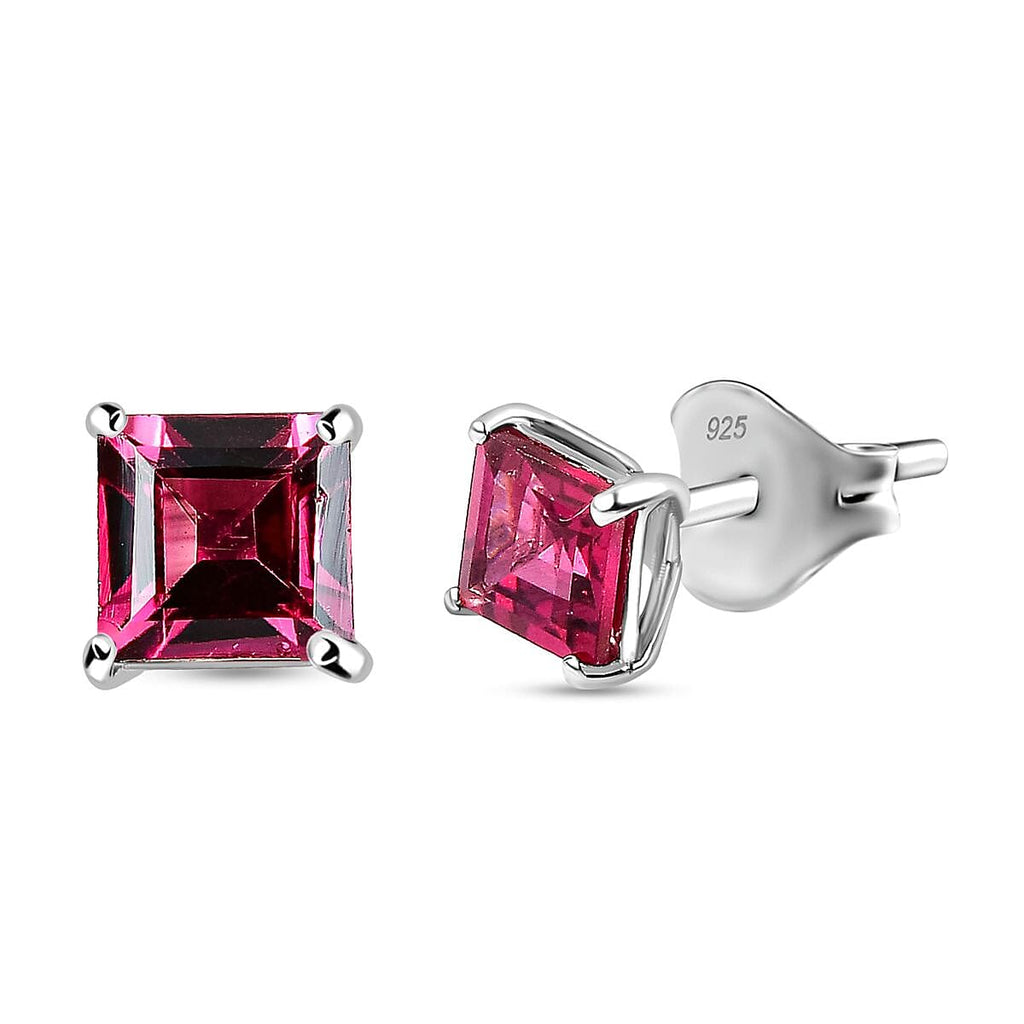 Rhodolite Garnet  Earring in Platinum Overlay Sterling Silver 1.74 ct