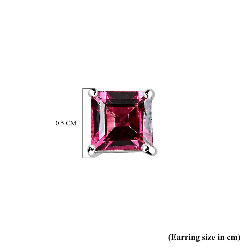 Rhodolite Garnet  Earring in Platinum Overlay Sterling Silver 1.74 ct