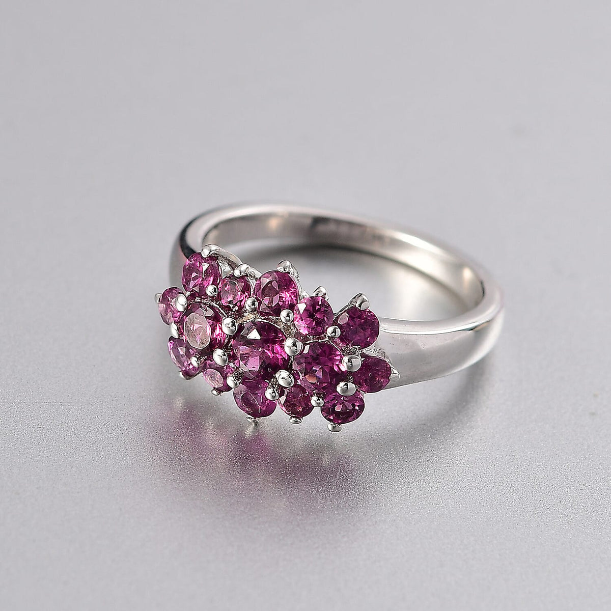 Orissa Natural Rhodolite Garnet Ring in Rhodium Overlay Sterling Silver 1.48 Ct. 8032325 2