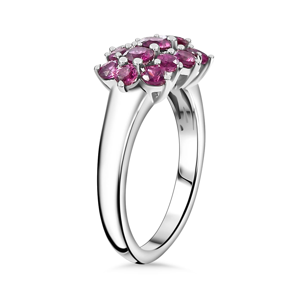 Orissa Natural Rhodolite Garnet Ring in Rhodium Overlay Sterling Silver 1.48 Ct. 8032325 4