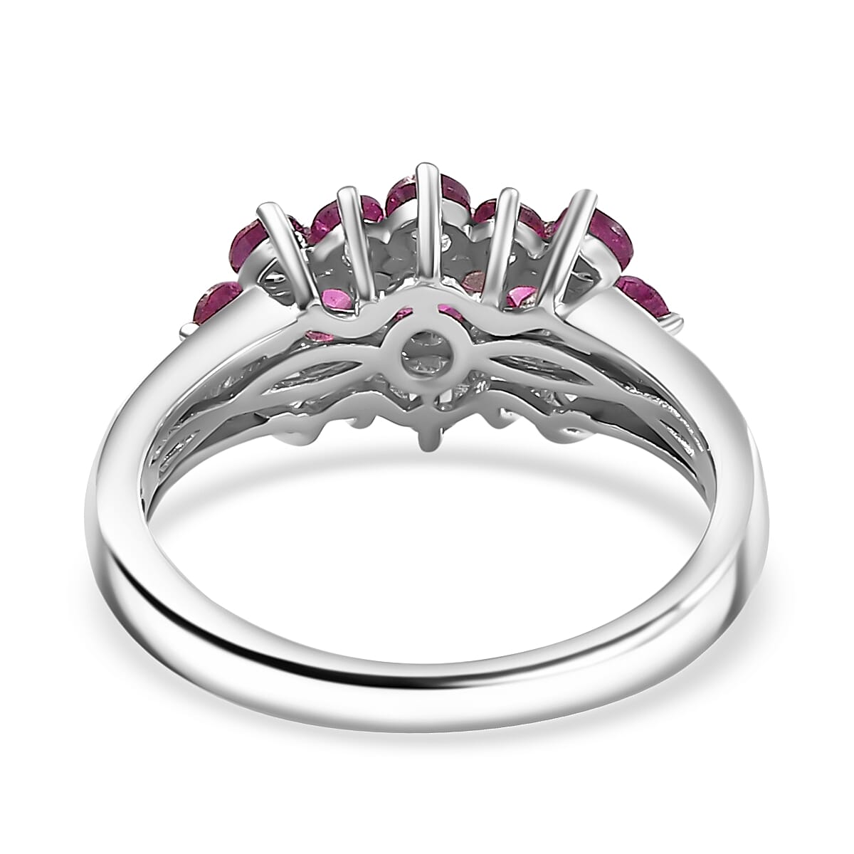 Orissa Natural Rhodolite Garnet Ring in Rhodium Overlay Sterling Silver 1.48 Ct. 8032325 5