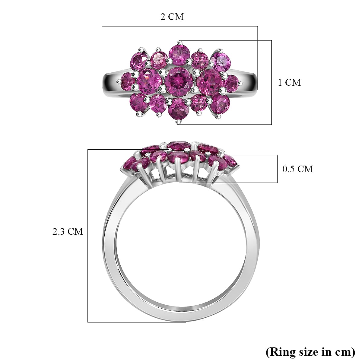 Orissa Natural Rhodolite Garnet Ring in Rhodium Overlay Sterling Silver 1.48 Ct. 8032325 6