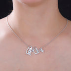Rhodolite Garnet ,  Moissanite  Fancy Necklace (Size - 20) in rhodium Sterling Silver,  Silver Wt. 6.5 Gms