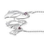 Rhodolite Garnet ,  Moissanite  Fancy Necklace (Size - 20) in rhodium Sterling Silver,  Silver Wt. 6.5 Gms