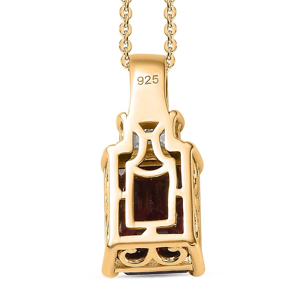 Rhodolite Garnet and Moissanite Pendant with Chain (Size 20) in 18K Yellow Gold Vermeil Plated Sterling Silver 4.42 Ct. 4284870 5