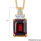 Orissa Natural Rhodolite Garnet & Moissanite Pendant with Chain (Size 20) in 18K Vermeil Yellow Gold Plated Sterling Silver 4.42 Ct.