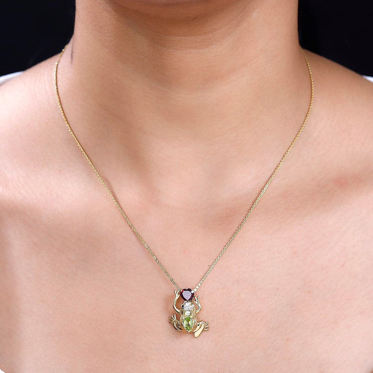 GP Italian Garden Collection - Rhodolite Garnet and Peridot Frog Pendant with Chain (Size 20) in 18K Yellow Gold Vermeil Plated Sterling Silver 4276918 2