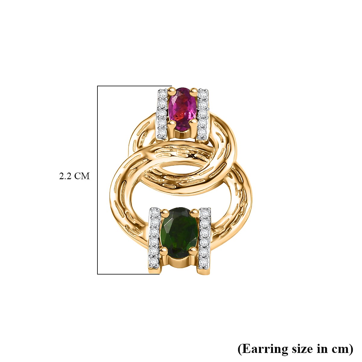 Rhodolite Garnet and Multi Gemstones Interlinked Circle Earrings in 18K Vermeil Yellow Gold Plated Sterling Silver 7967427 6