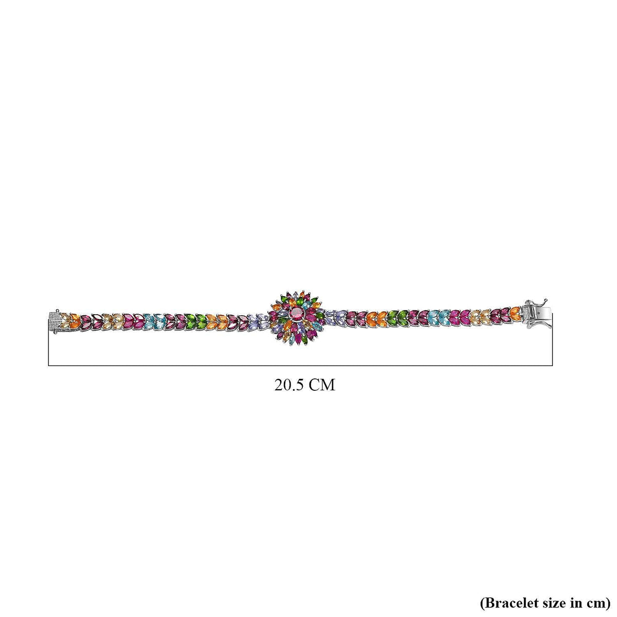 Multi Gemstones Cluster Bracelet (Size - 7.5) in Rhodium Overlay Sterling Silver 18.37 ct. 7798747 4