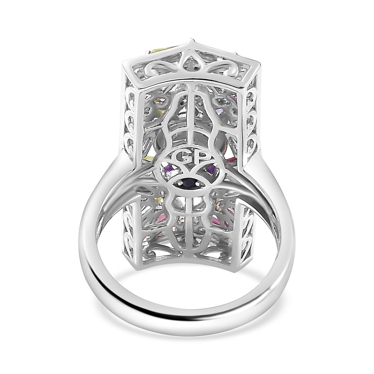 GP Italian Garden Collection - Multi Gemstone Cluster Ring in Rhodium Overlay Sterling Silver 7786853 5