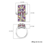 GP Italian Garden Collection - Multi Gemstone Cluster Ring in Rhodium Overlay Sterling Silver 2.10 Ct
