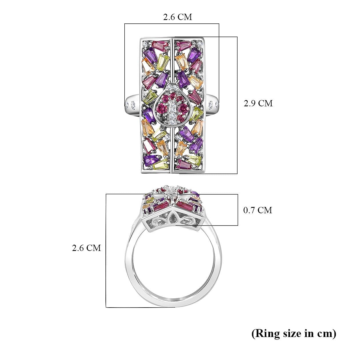 GP Italian Garden Collection - Multi Gemstone Cluster Ring in Rhodium Overlay Sterling Silver 7786853 6