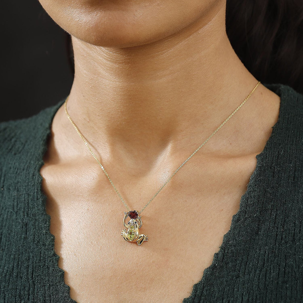 GP Trionfo Collection - Rhodolite Garnet &amp; Multi Gemstones Pendant with Chain (Size - 20) in 18K Vermeil Yellow Gold Plated Sterling Silver 1.67 Ct. 4334367 4
