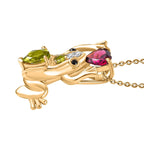 GP Trionfo Collection - Rhodolite Garnet & Multi Gemstones Pendant with Chain (Size - 20) in 18K Vermeil Yellow Gold Plated Sterling Silver 1.67 Ct.