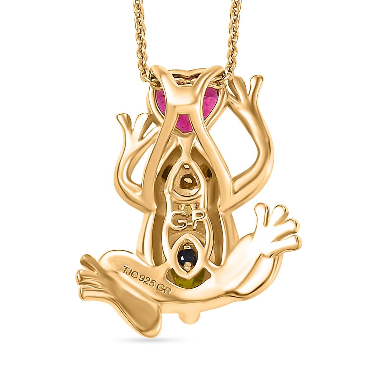 GP Trionfo Collection - Rhodolite Garnet &amp; Multi Gemstones Pendant with Chain (Size - 20) in 18K Vermeil Yellow Gold Plated Sterling Silver 1.67 Ct. 4334367 10