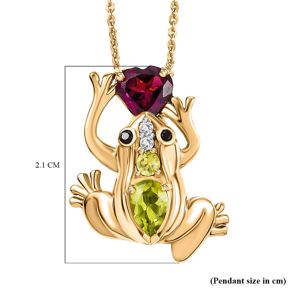GP Trionfo Collection - Rhodolite Garnet &amp; Multi Gemstones Pendant with Chain (Size - 20) in 18K Vermeil Yellow Gold Plated Sterling Silver 1.67 Ct. 4334367 12