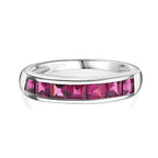Rhodolite Garnet  Band Ring in Platinum Overlay Sterling Silver 1.47 Ct