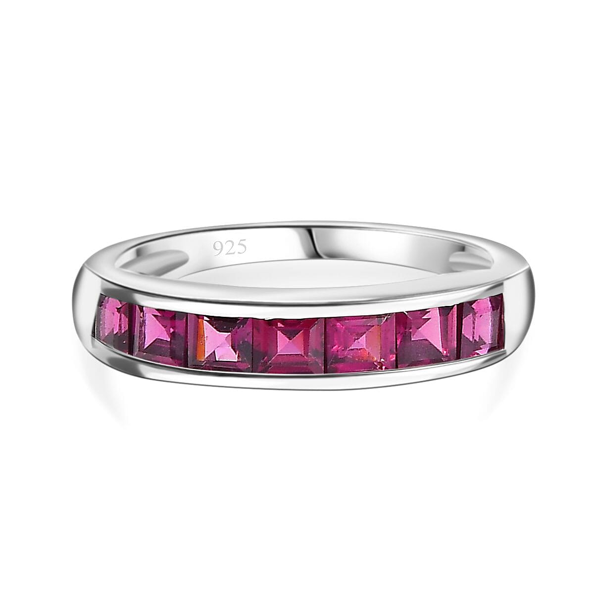 Rhodolite Garnet 7-Stone Ring in Platinum Overlay Sterling Silver 1.47 Ct 7799367 0
