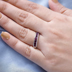 Rhodolite Garnet  Band Ring in Platinum Overlay Sterling Silver 1.47 Ct