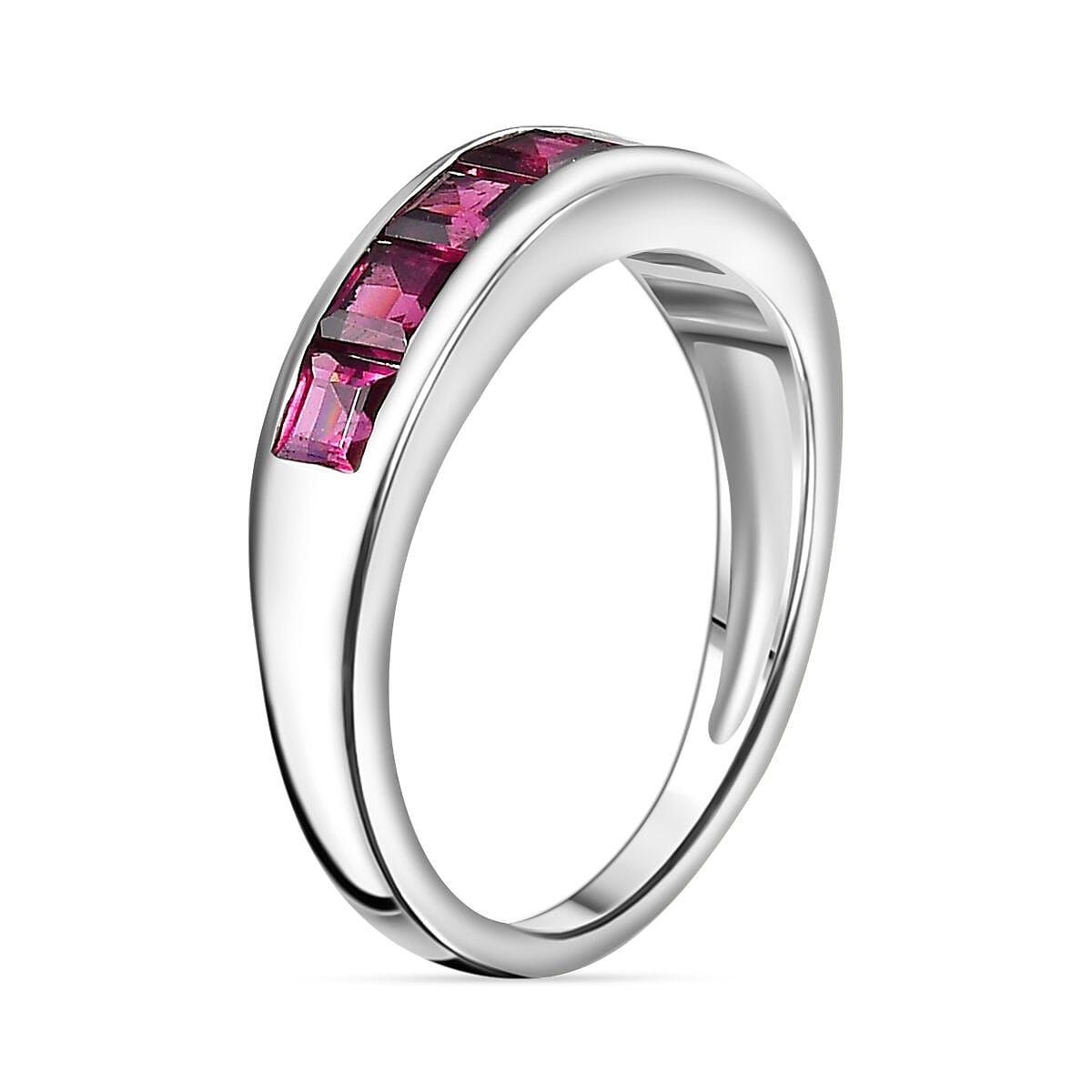 Rhodolite Garnet 7-Stone Ring in Platinum Overlay Sterling Silver 1.47 Ct 7799367 4