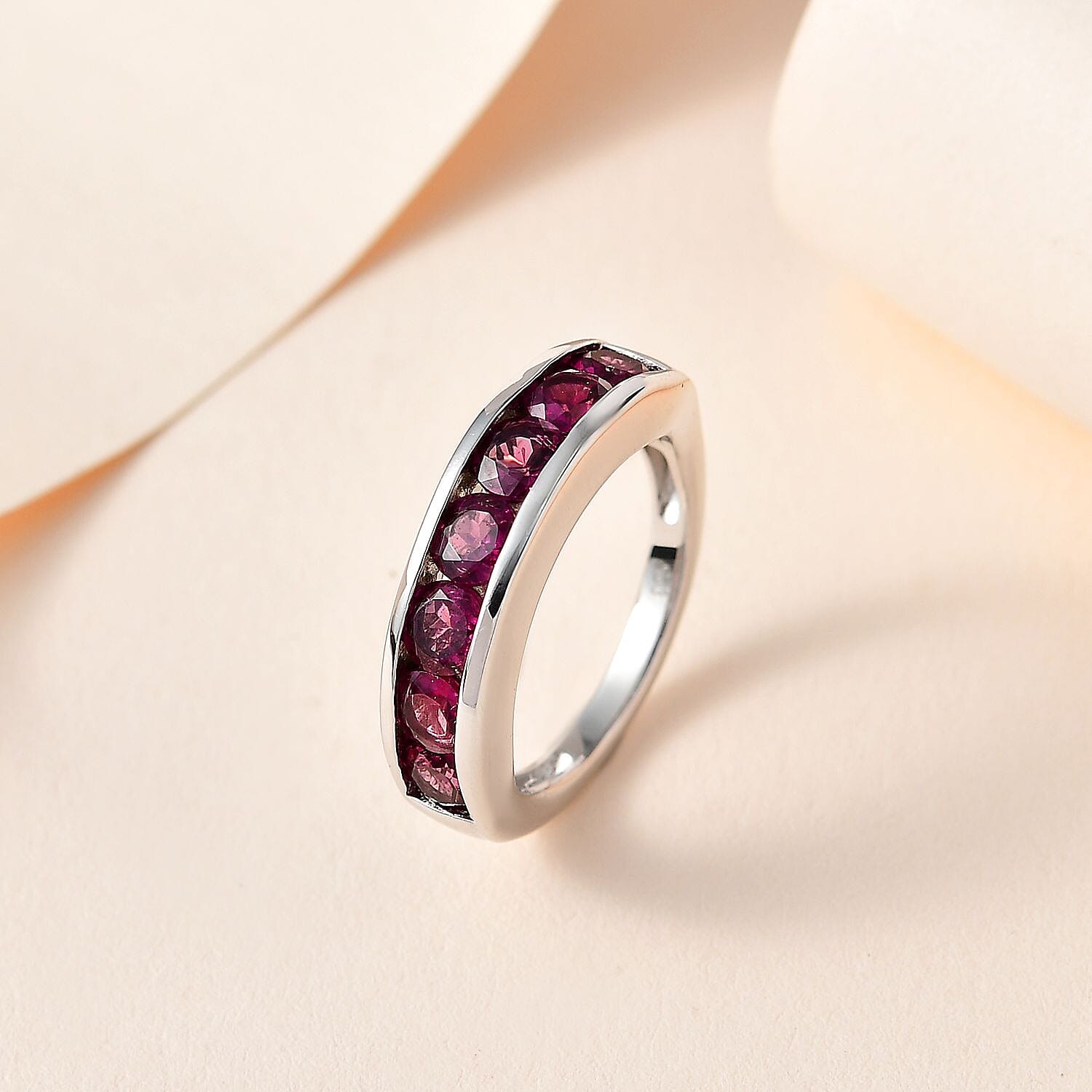Rhodolite Garnet Ring in Platinum Overlay Sterling Silver 1.81 Ct. 7686757 1