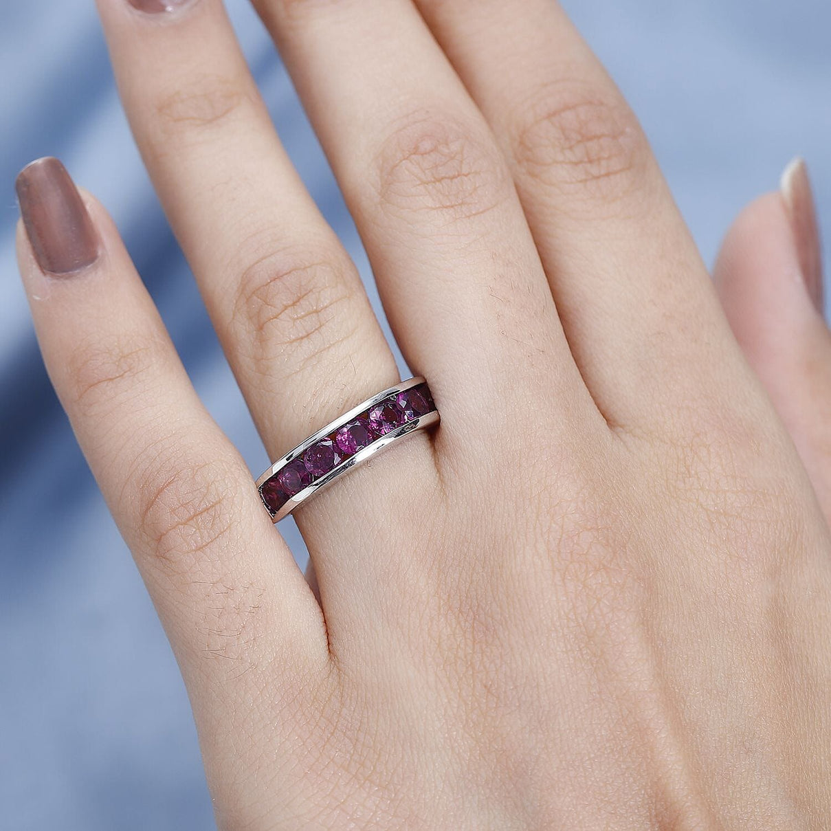 Rhodolite Garnet Ring in Platinum Overlay Sterling Silver 1.81 Ct. 7686757 2