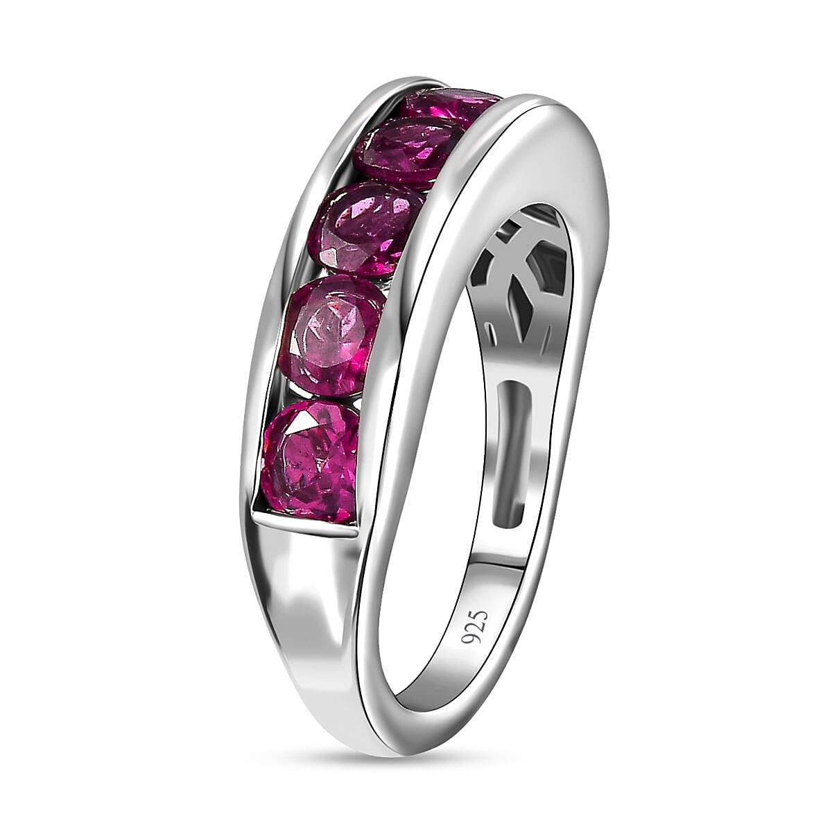 Rhodolite Garnet Ring in Platinum Overlay Sterling Silver 1.81 Ct. 7686757 3