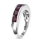 Orissa Natural Rhodolite Garnet Band Ring in Rhodium Overlay Sterling Silver 2.34 Ct.