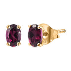 Orissa Natural Rhodolite Garnet Solitaire Stud Push Post Earring in 18K Vermeil Yellow Gold Plated Sterling Silver 1.17 Ct.
