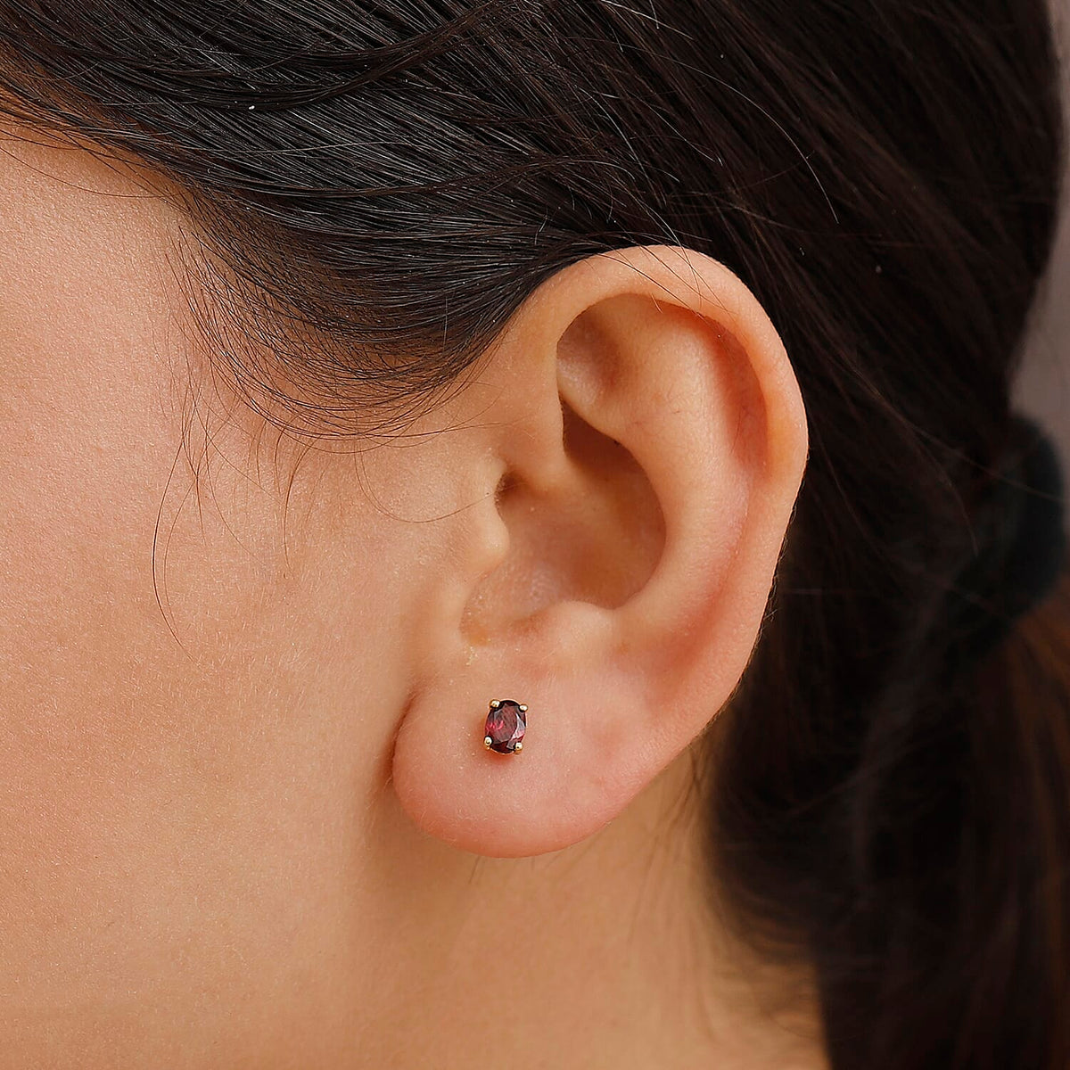Orissa Natural Rhodolite Garnet Solitaire Stud Push Post Earring in 18K Vermeil Yellow Gold Plated Sterling Silver 1.17 Ct. 8030348 2