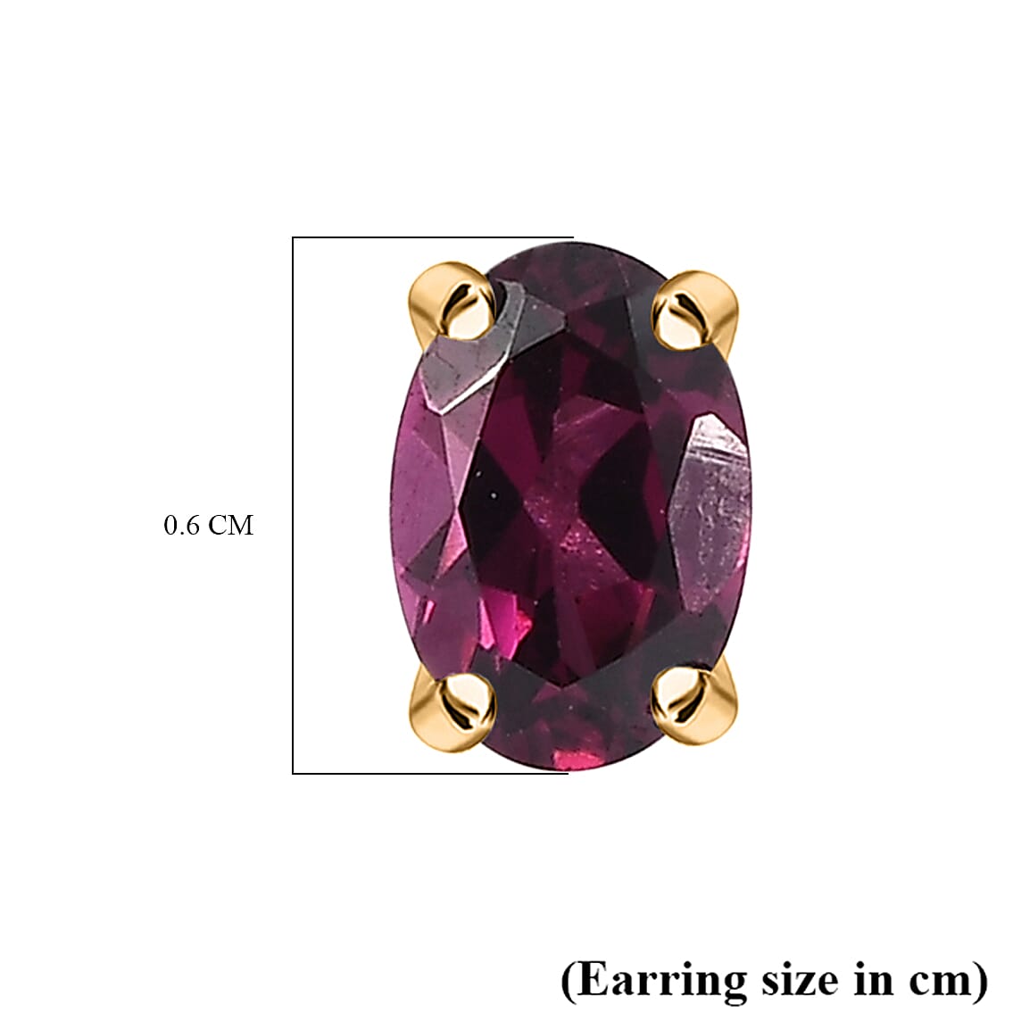 Orissa Natural Rhodolite Garnet Solitaire Stud Push Post Earring in 18K Vermeil Yellow Gold Plated Sterling Silver 1.17 Ct. 8030348 6
