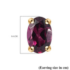 Orissa Natural Rhodolite Garnet Solitaire Stud Push Post Earring in 18K Vermeil Yellow Gold Plated Sterling Silver 1.17 Ct.